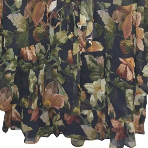 PAIGE Elynne Pure Silk Tiered Mini Dress Black Tan